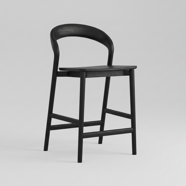 Willow : Bar Stool Black Oak / Solid Seat