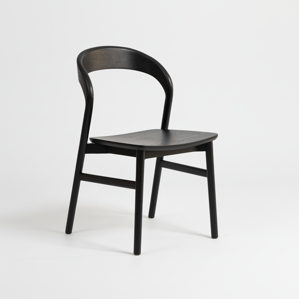 Willow : Dining Chair Black Oak Solid Seat