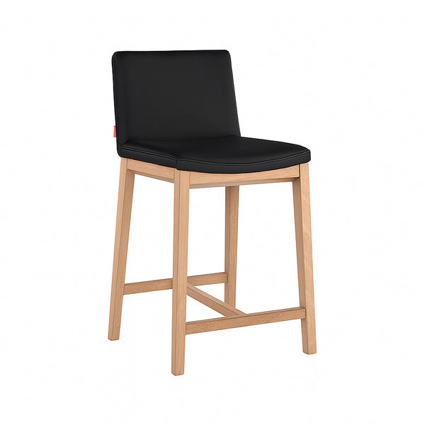Wilson : Dining Chair Black Leather Natural Frame