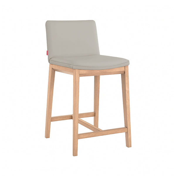 Wilson : Dining Chair Light Grey Leather Natural Frame