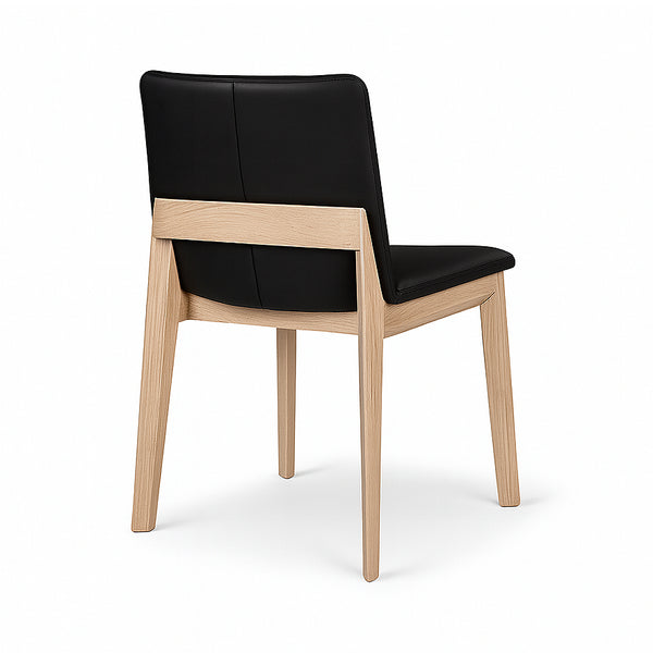 Wilson : Dining Chair Black Leather Natural Frame
