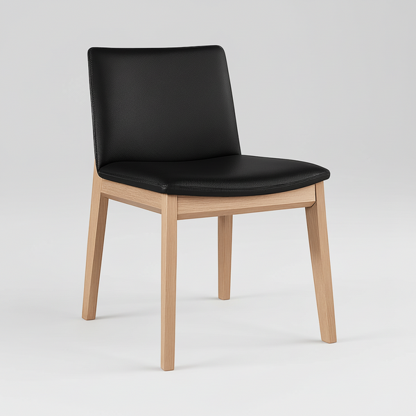 Wilson : Dining Chair Black Leather Natural Frame