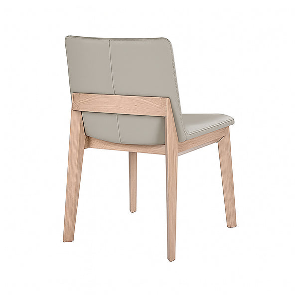 Wilson : Dining Chair Light Grey Leather Natural Frame