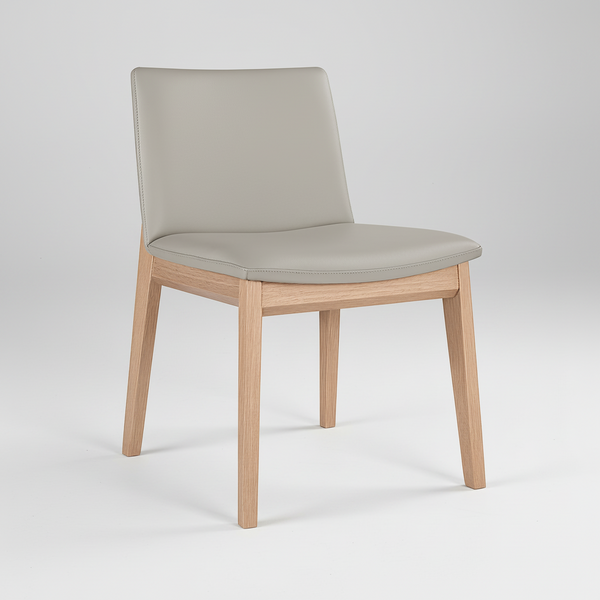 Wilson : Dining Chair Light Grey Leather Natural Frame