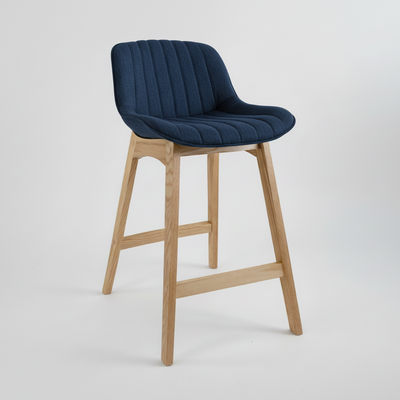 Zoe : Bar Stool Blue Fabric