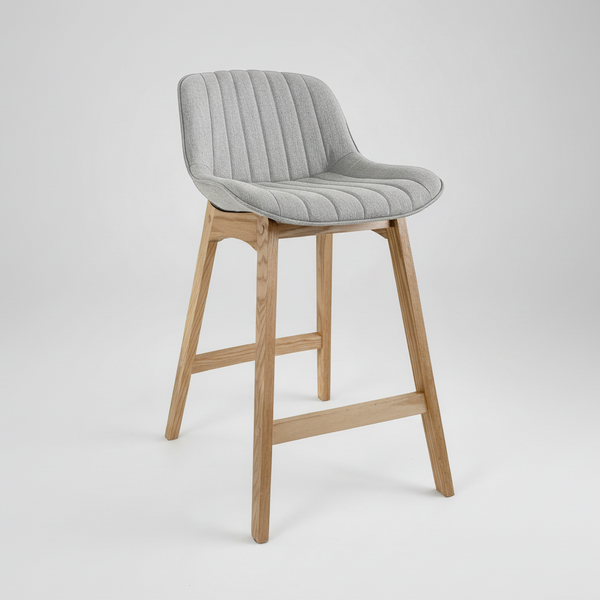 Zoe : Bar Stool Light Grey Fabric