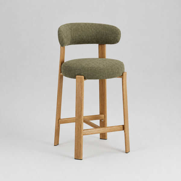 Avila : Bar Stool Natural Frame Forrest Fabric