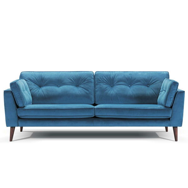 Albert : Velvet Fabric Sofa with Buttoned Cushions - Modern Home Furniture