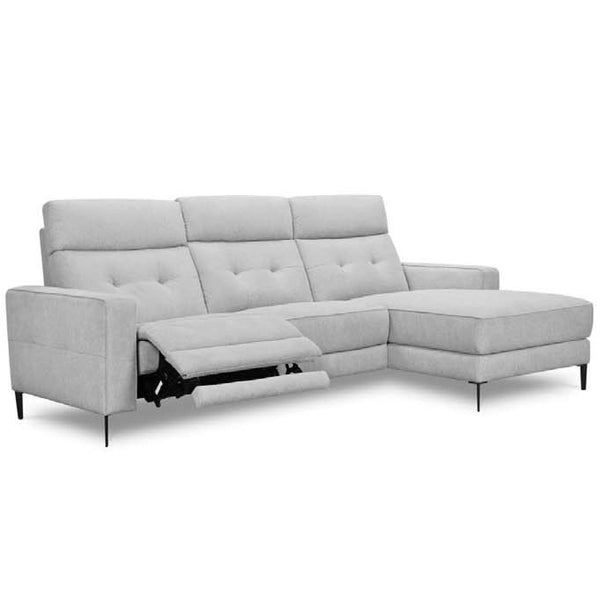 Angelina Chaise Sofa Electric Recliner GREY FABRIC