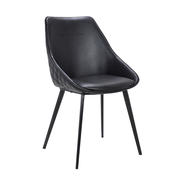 Ashley : Dining Chair Black PU with Black Legs - Modern Home Furniture