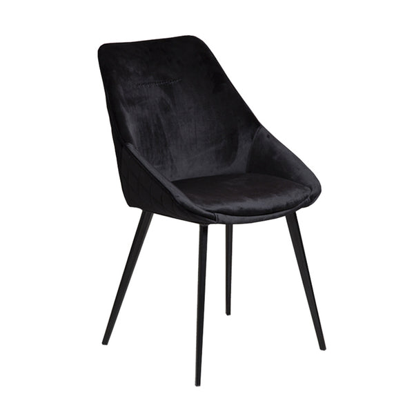 Ashley : Black Velvet Dining Chair with Black Legs - Modern Home Furniture