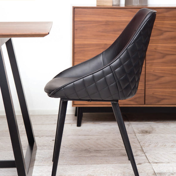 Ashley : Dining Chair Black PU with Black Legs - Modern Home Furniture