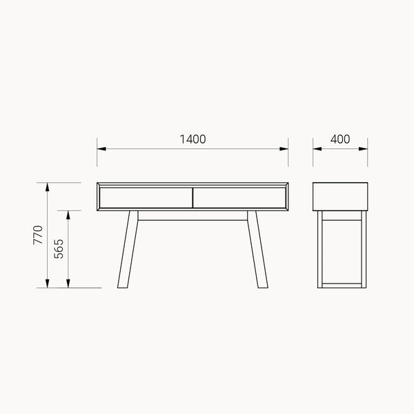 Clayton Console Table 1.4m Schematic drawings