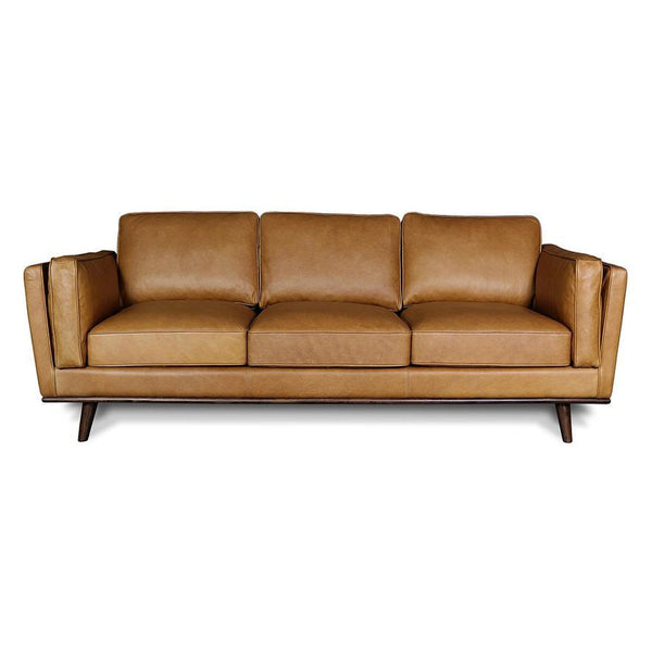 Century : Leather Sofa with Wooden Base & Legs - Modern Home Furniture