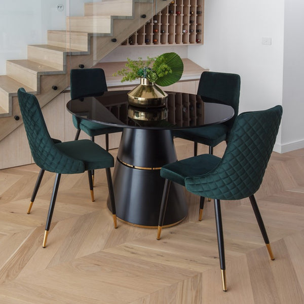 Erwin dining Chair and table emerald colour in Velvet Fabric