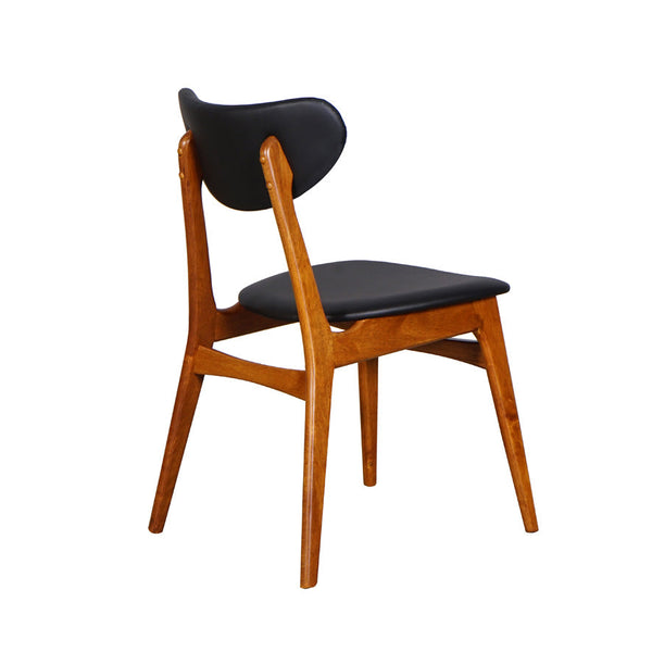 Falkland Dining Chair Teak Timber Frame padded seat & back in Black