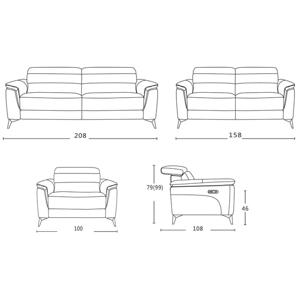 Lagoon 3 seater in grey colour leather Schematics