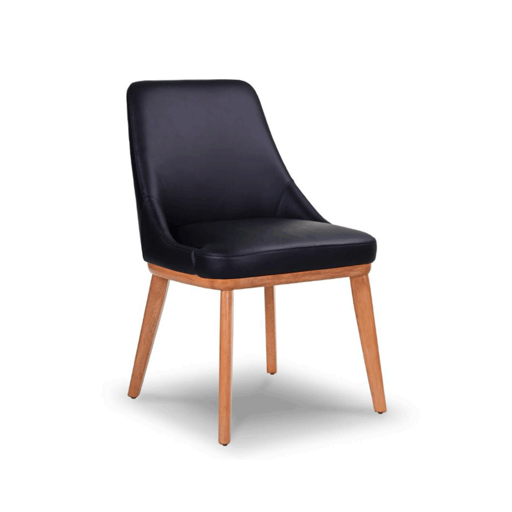 Marco : Dining Chair Black Leather Natural Leg