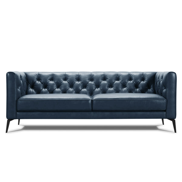Oxford blue leather sofa