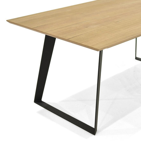 Tokyo dining table modern design solid construction Messmate veneer Matt Black metal “U” Legs ZM