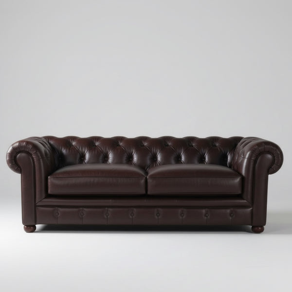 William II : Leather Chesterfield Sofa with Duck Down & Memory Foam