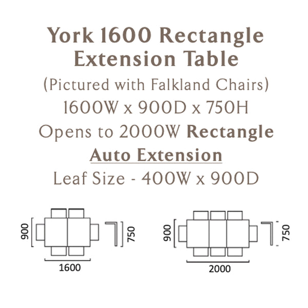 York Server Table York: Extension Dining Table